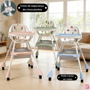 Cadeira de Alimentação Portátil 3 em 1 Bebê Ajustável até 25kg