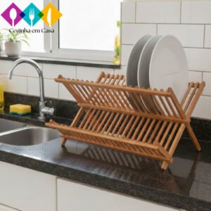 Escorredor de Pratos de Bambu Top House com 11 e 14 Divisórias